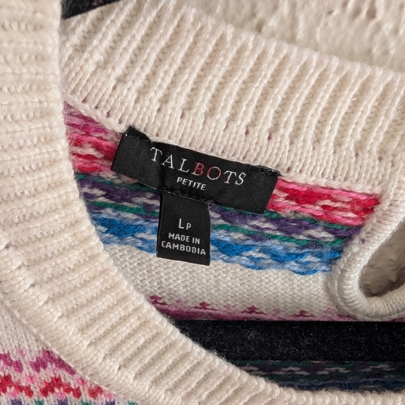 Talbot's Petite Multicolored Pattern Sweater - Picture 5 of 7